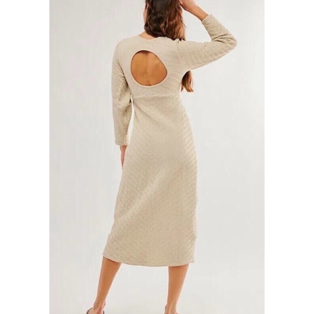 Free People NWOT Gabby Seamless Midi Dress Wet Plaster Ivory/Cream M/L - Picture 3 of 13